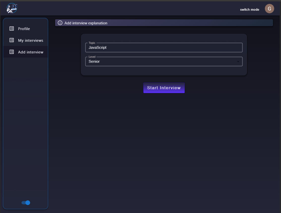 Add Interview Section